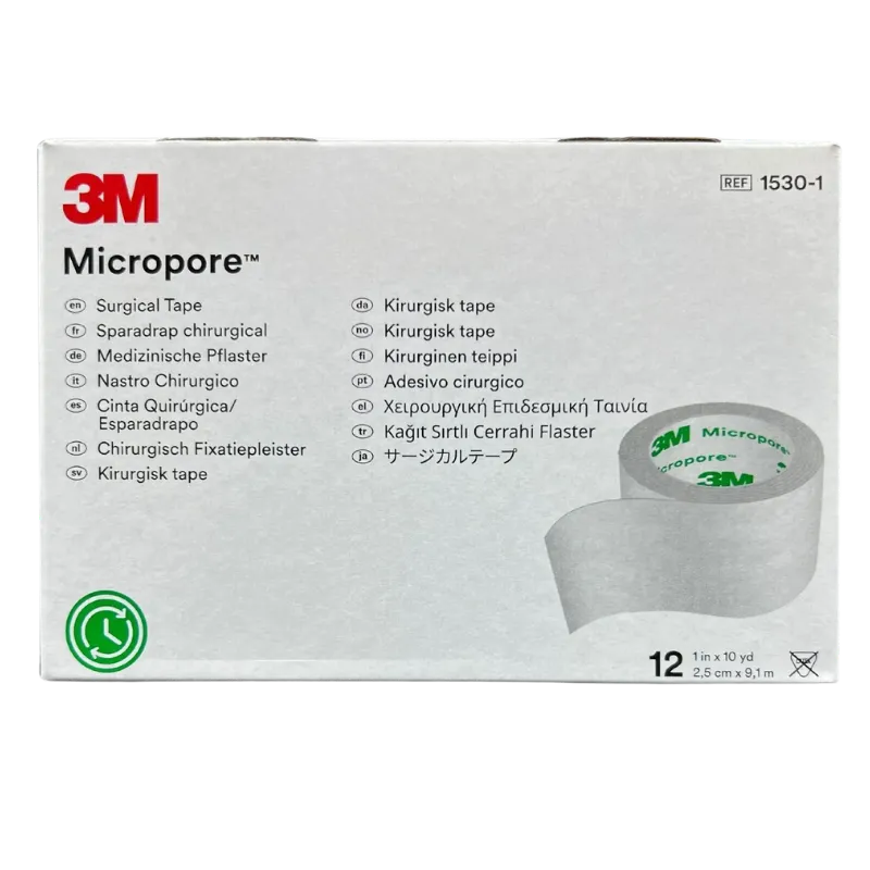 [A0355] Cinta Micropore 3M Blanca 1530  [Caja] (1.25cmx9.1m)
