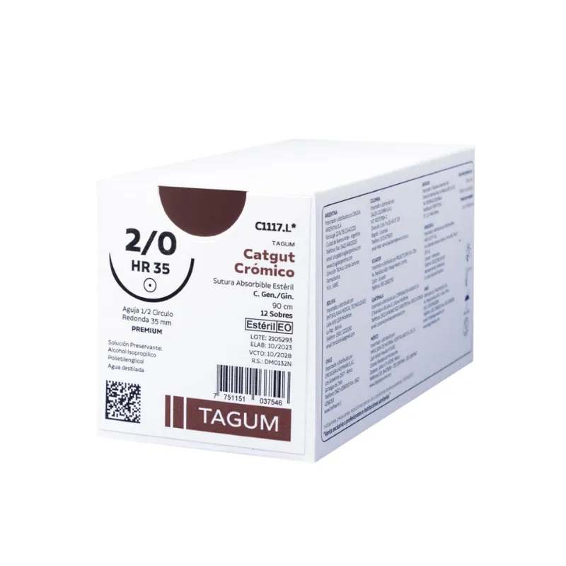[C1315.K*] Sutura Catgut Crómico Tagum (0, 1/2 Círculo 25mm)