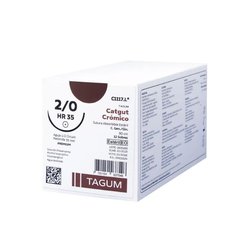 [C1315.K*] Sutura Catgut Crómico Tagum (0, 1/2 Círculo 25mm)