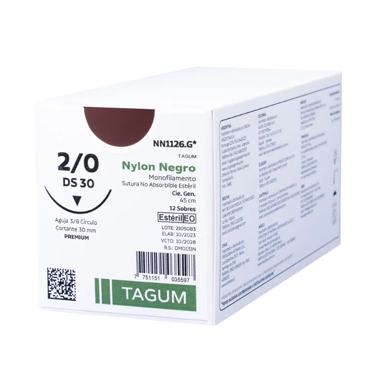 [NA1360.K*] Sutura Nylon  Premium Tagum (0, 1/2 Círculo 36mm, 75cm)