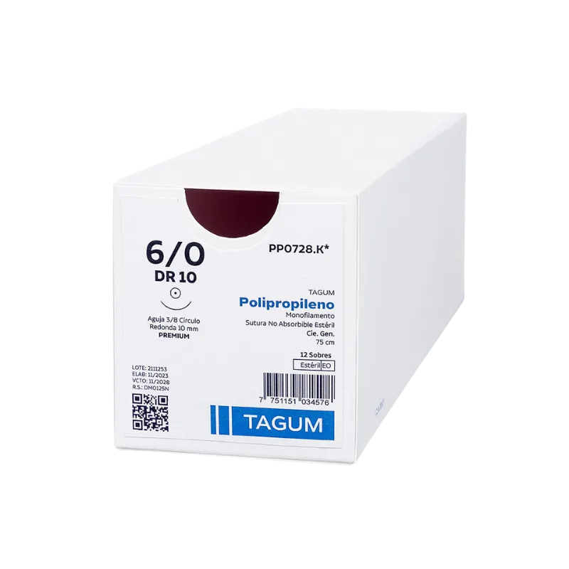 [PP1417.K*] Sutura Polipropileno Premium Tagum (1, 1/2 Círculo 35mm, 75cm)