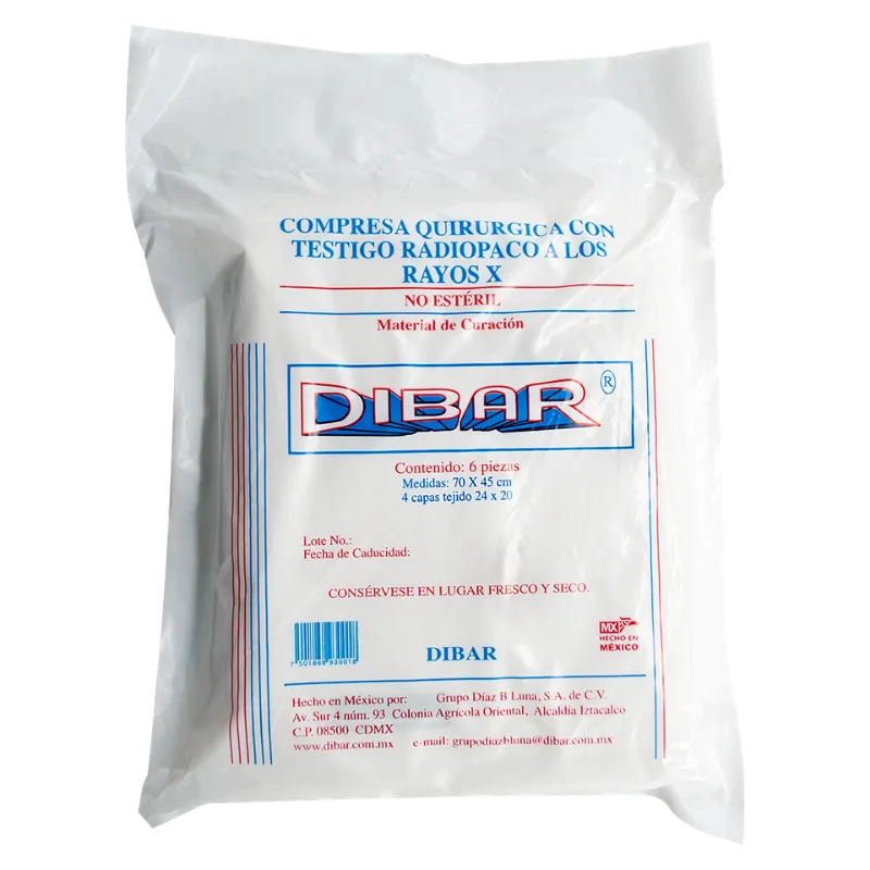 [001-034-3H01] Compresa Quirúrgica No Estéril Dibar [Paquete con 6]
