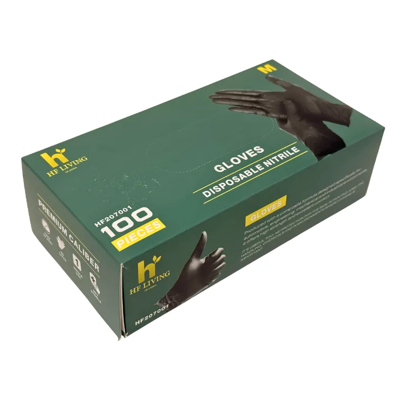 Guante de Nitrilo Negro HF Living No Estéril [Caja con 100] (Chico(a))