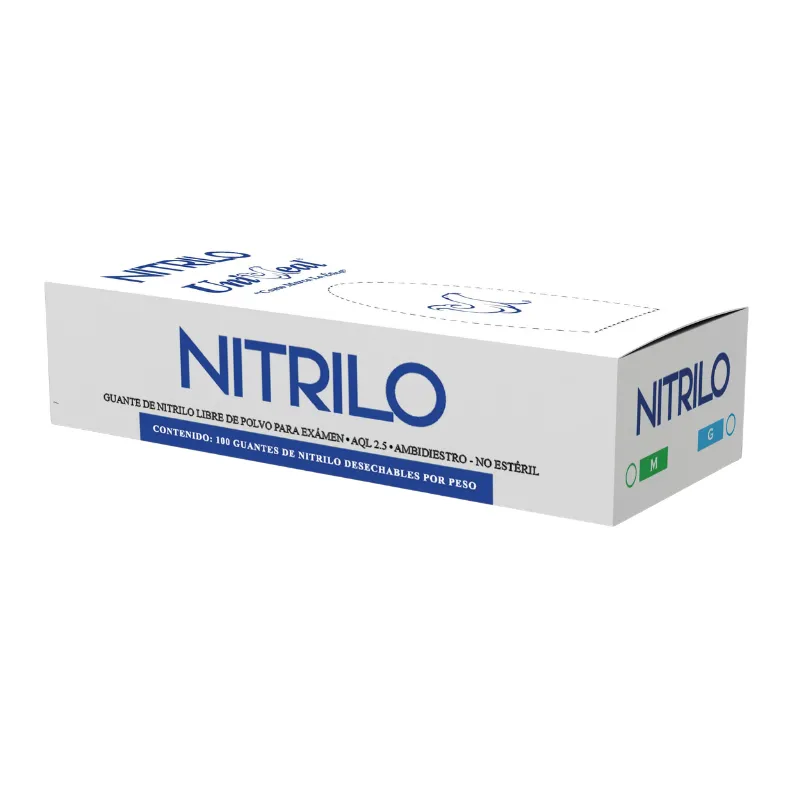 Guante de Nitrilo No Estéril Uniseal sin Polvo para Exploración