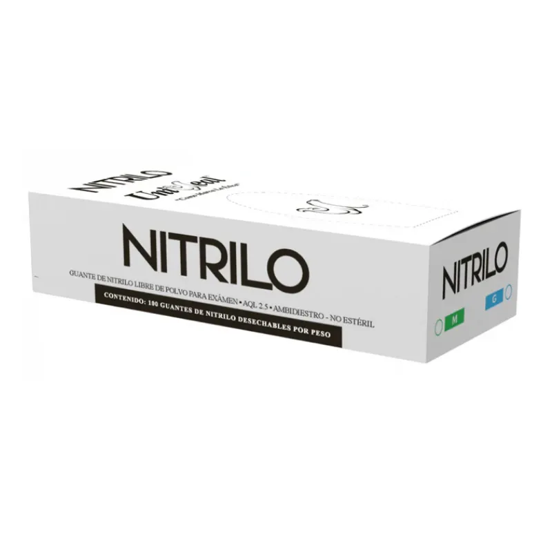 Guante de Nitrilo No Estéril Uniseal sin Polvo para Exploración